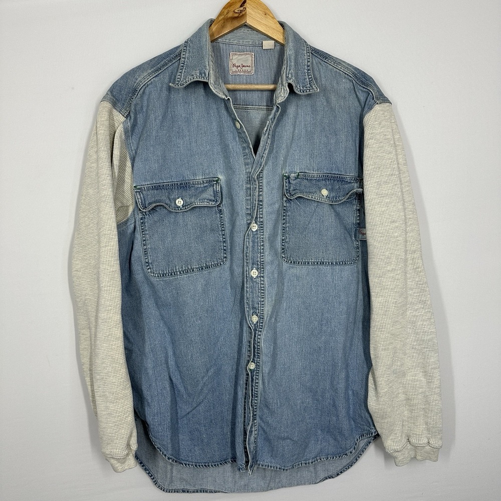 Vintage Pepe Jeans London button-down shirt denim long sleeve large 90s